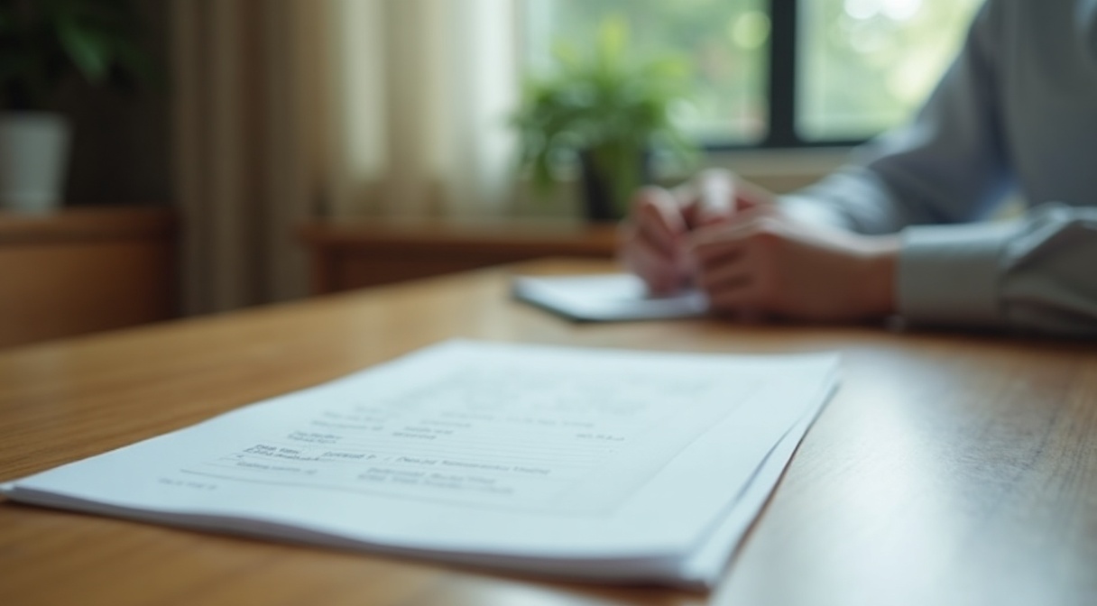居宅介護支援事業所の打ち合わせテーブルに置かれた事業所紹介の資料